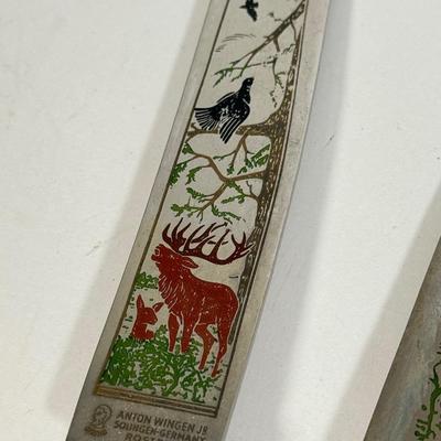 LOT 109D: Vintage 1970s Anton Wingen Jr Solingen-Germany Rostfei Moose Elk Buck Decorated Carving Set