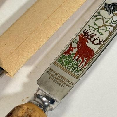 LOT 109D: Vintage 1970s Anton Wingen Jr Solingen-Germany Rostfei Moose Elk Buck Decorated Carving Set