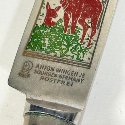 LOT 109D: Vintage 1970s Anton Wingen Jr Solingen-Germany Rostfei Moose Elk Buck Decorated Carving Set