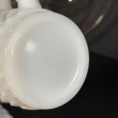 LOT 114K: Floral Glass Platter & Vintage Milk Glass Collection