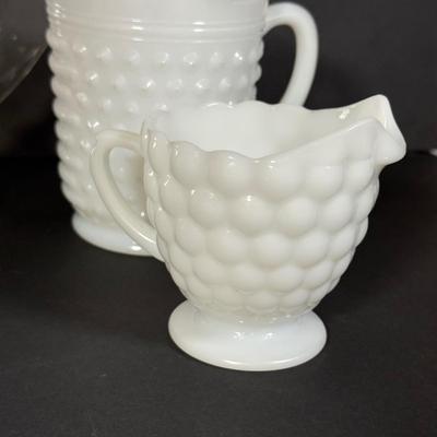 LOT 114K: Floral Glass Platter & Vintage Milk Glass Collection