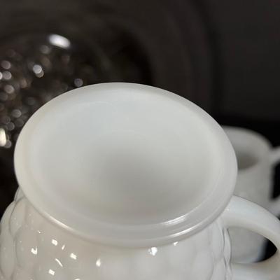 LOT 114K: Floral Glass Platter & Vintage Milk Glass Collection