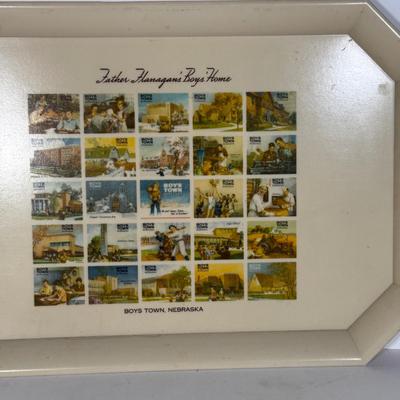 LOT 116D: Collection of Souvenir Plates, Wooden Plate Frames, Tasco Binoculars in Box & Vintage 1960s "Touring Kit"