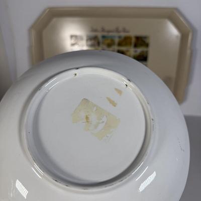 LOT 116D: Collection of Souvenir Plates, Wooden Plate Frames, Tasco Binoculars in Box & Vintage 1960s "Touring Kit"