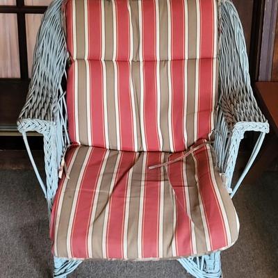LOT 123P: Pair of Wicker Porch Chairs with Cushions