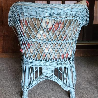 LOT 123P: Pair of Wicker Porch Chairs with Cushions
