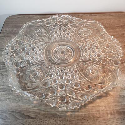 LOT 134D: Extra Large Daisy and Button Glass Bowl & Tray-Salad/Punch Bowl-Great for Entertaining