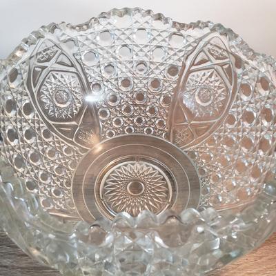 LOT 134D: Extra Large Daisy and Button Glass Bowl & Tray-Salad/Punch Bowl-Great for Entertaining