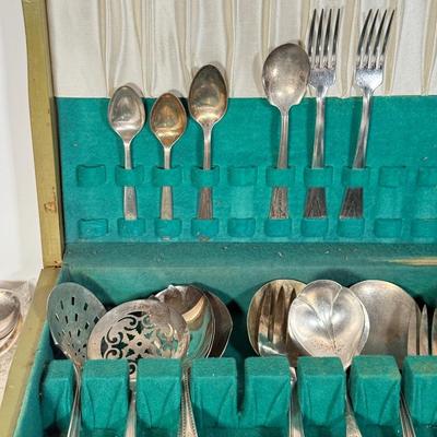 LOT 141D: Tarnish Proof Flatware Box w/ Collection of Silverplated Flatware