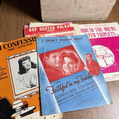 LOT 142D: Metal Box full of Vintage Music Books and Sheet Music