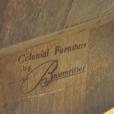 LOT 147B: Vintage Colonial Furniture by Baumritter Lazy Susan Rotating Table w/ Working Brass Lamp