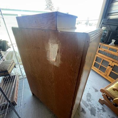 Sale Photo Thumbnail #76: 6 drawer cedar dresser with original shipping label from William Volker & Co on back. Slight wear all over, but huge potential! Dresser has 5 large drawers and 1 smaller accessories drawer on top. Approximately 34"x19"x51".