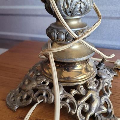 Sale Photo Thumbnail #94: Marble, brass with a glass top, aboit 28" tall