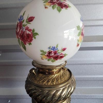 Sale Photo Thumbnail #91: Marble, brass with a glass top, aboit 28" tall