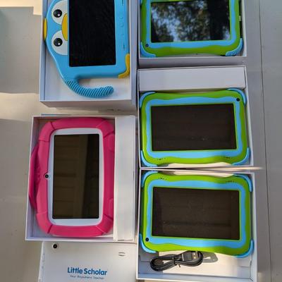 Box with assorted kids' tablets