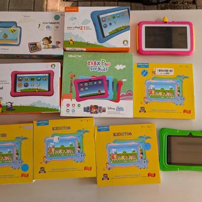 Box with assorted kids' tablets