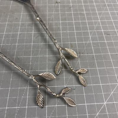 Lovely Organic Leaf Pattern Salad Servers 