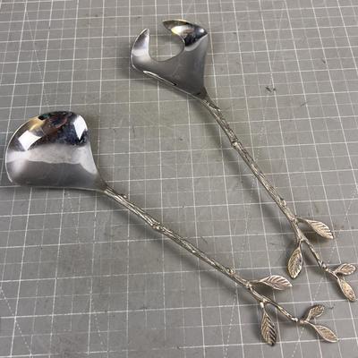Lovely Organic Leaf Pattern Salad Servers 
