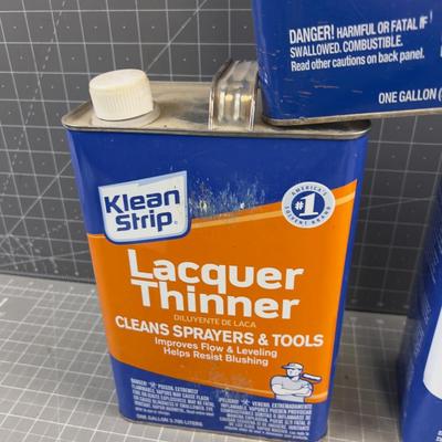 Lacquer Thinner (full), Paint Thinner (full), Mineral Spirits (1/3 full) 