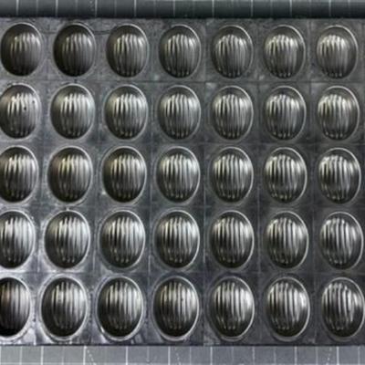 Vintage Metal Chocolate Truffle Candy Mold 40-Cavity Ribbed Oval Design 12" X 7"