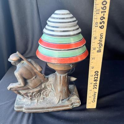 Sale Photo Thumbnail #2: The shade is great!  A very nice piece.  The color is applied to a milk glass base.