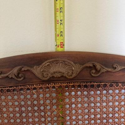 Antique Caned Back Settee with Carved Crest & Cabriole Legs