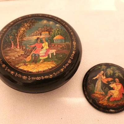 Lot #46 Russian Fairy Tale Lacquer Box - Matching Brooch