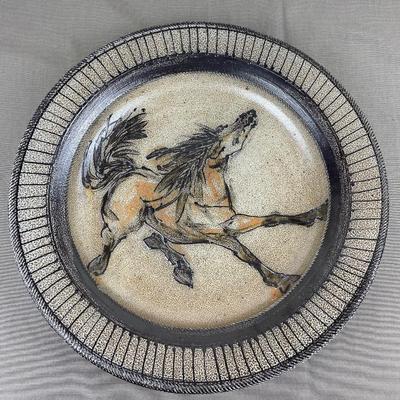 Rock Hard Stoneware Salt Glaze Horse Wall Plate/Bowl