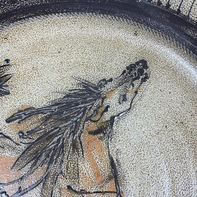 Rock Hard Stoneware Salt Glaze Horse Wall Plate/Bowl