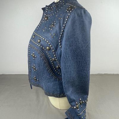 Double D Ranch Leather Biker Jacket Size Large