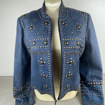 Double D Ranch Leather Biker Jacket Size Large