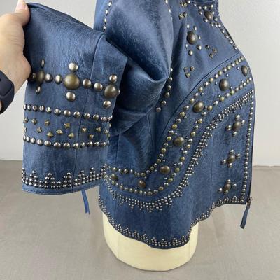 Double D Ranch Leather Biker Jacket Size Large