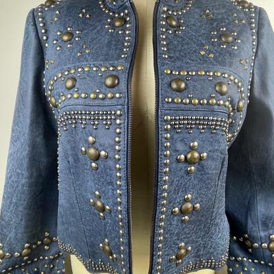 Double D Ranch Leather Biker Jacket Size Large