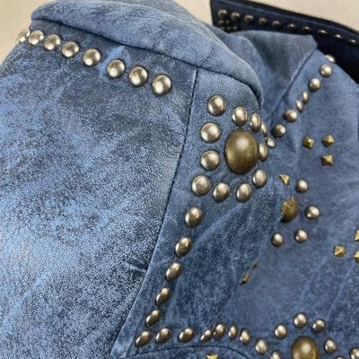 Double D Ranch Leather Biker Jacket Size Large