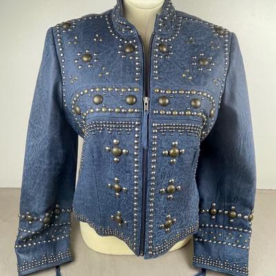Double D Ranch Leather Biker Jacket Size Large