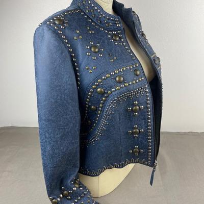 Double D Ranch Leather Biker Jacket Size Large
