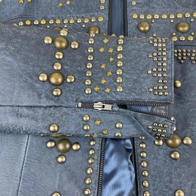 Double D Ranch Leather Biker Jacket Size Large
