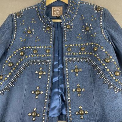 Double D Ranch Leather Biker Jacket Size Large