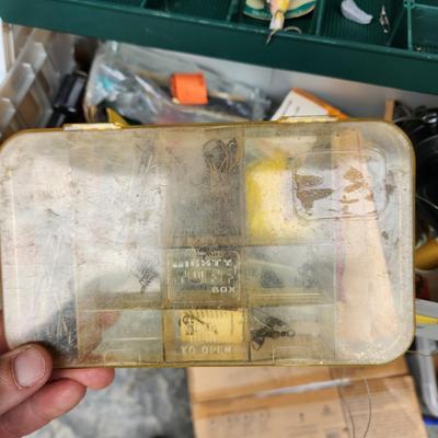Plano Fishing Tackle Box with Contents Lures, Spinners, Bobbers