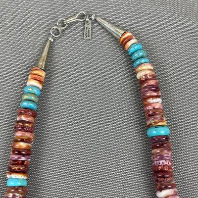 T. Singer Goldcraft Beaded Navajo Spiny Oyster Necklace