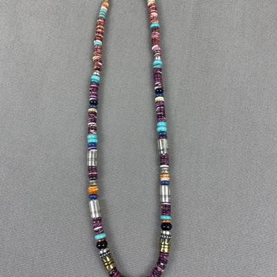 T. Singer Goldcraft Beaded Navajo Spiny Oyster Necklace