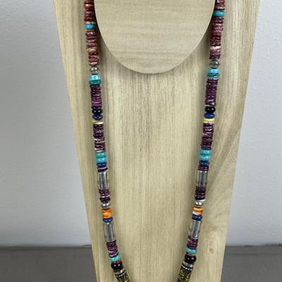 T. Singer Goldcraft Beaded Navajo Spiny Oyster Necklace