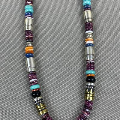 T. Singer Goldcraft Beaded Navajo Spiny Oyster Necklace