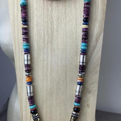 T. Singer Goldcraft Beaded Navajo Spiny Oyster Necklace