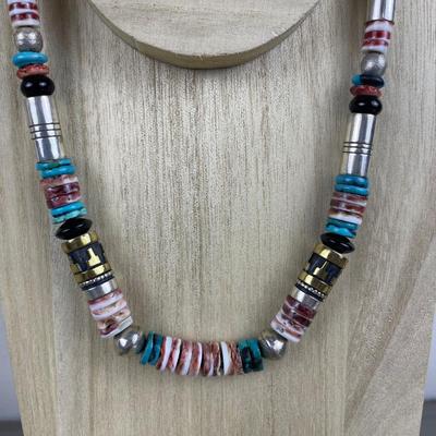 T Singer Sterling Silver Spiny Oyster Gemstone Necklace