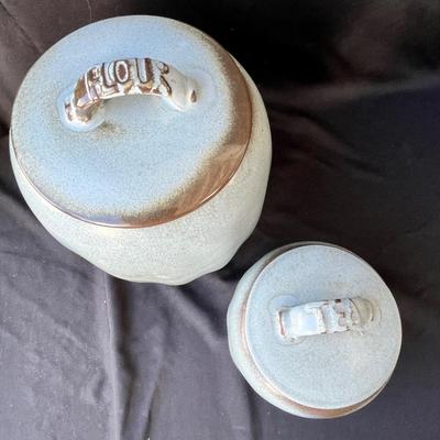 Sale Photo Thumbnail #264: Flour & Tea.  Blue & brown finish.  No damage.