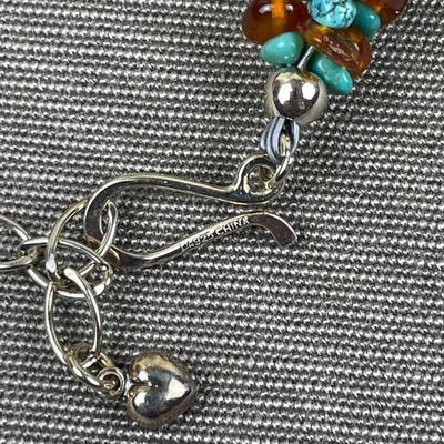 Jay King DTR Sterling Silver Amber and Turquoise Neckklace