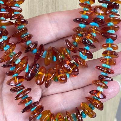 Jay King DTR Sterling Silver Amber and Turquoise Neckklace