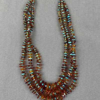 Jay King DTR Sterling Silver Amber and Turquoise Neckklace