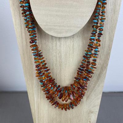 Jay King DTR Sterling Silver Amber and Turquoise Neckklace